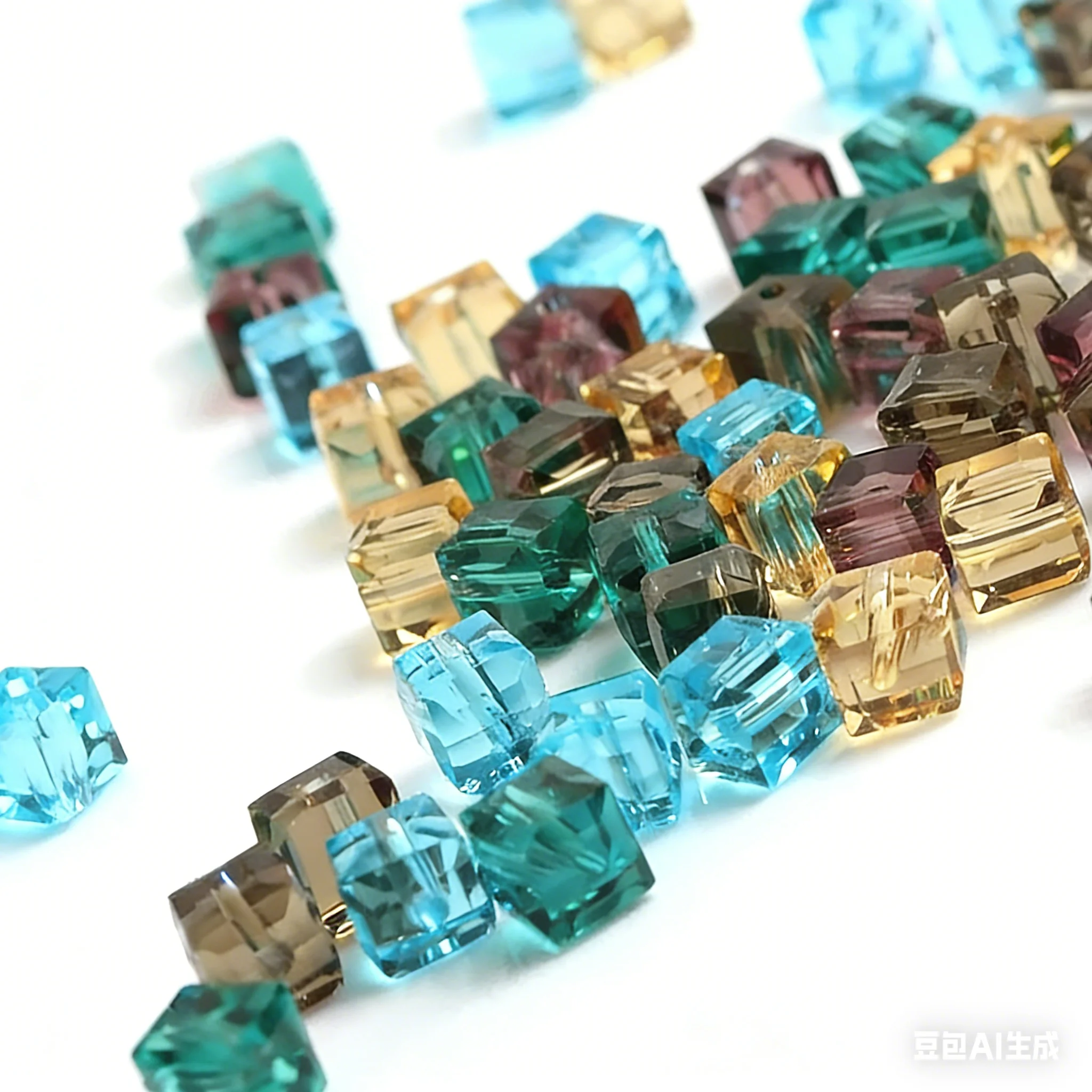 OlingArt 6MM 75pcs Multicolor Straight Hole Square Section Crystal Glass Beads DIY Bead Choker Necklace Jewelry Making