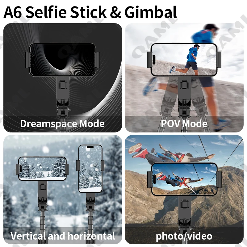 Handheld Gimbal Stabilizer for Smartphone 1-Axis with Selfie Stick Tripod Stand Wireless Bluetooth Remote for iPhone Android