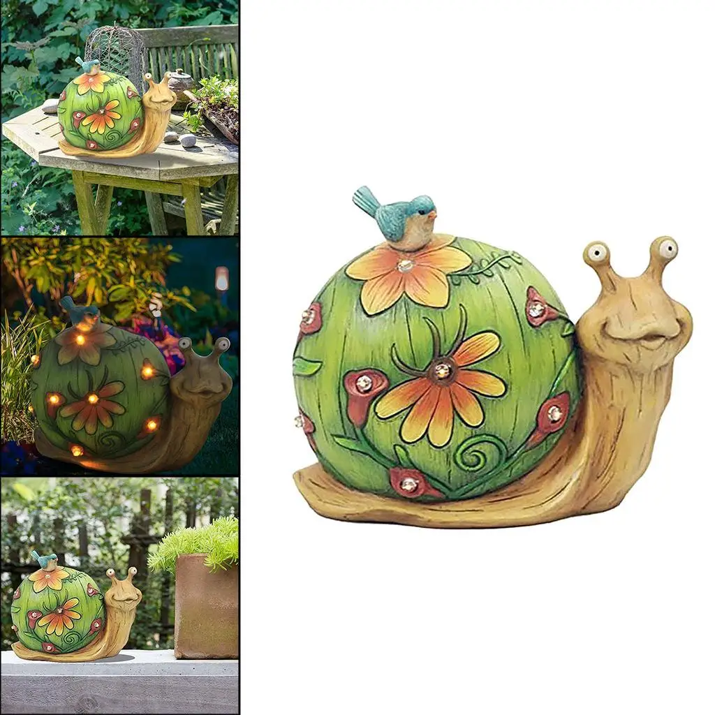 

Garden Outdoor Snail Statue Figurines with Solar Powered LED Lights for Lawn