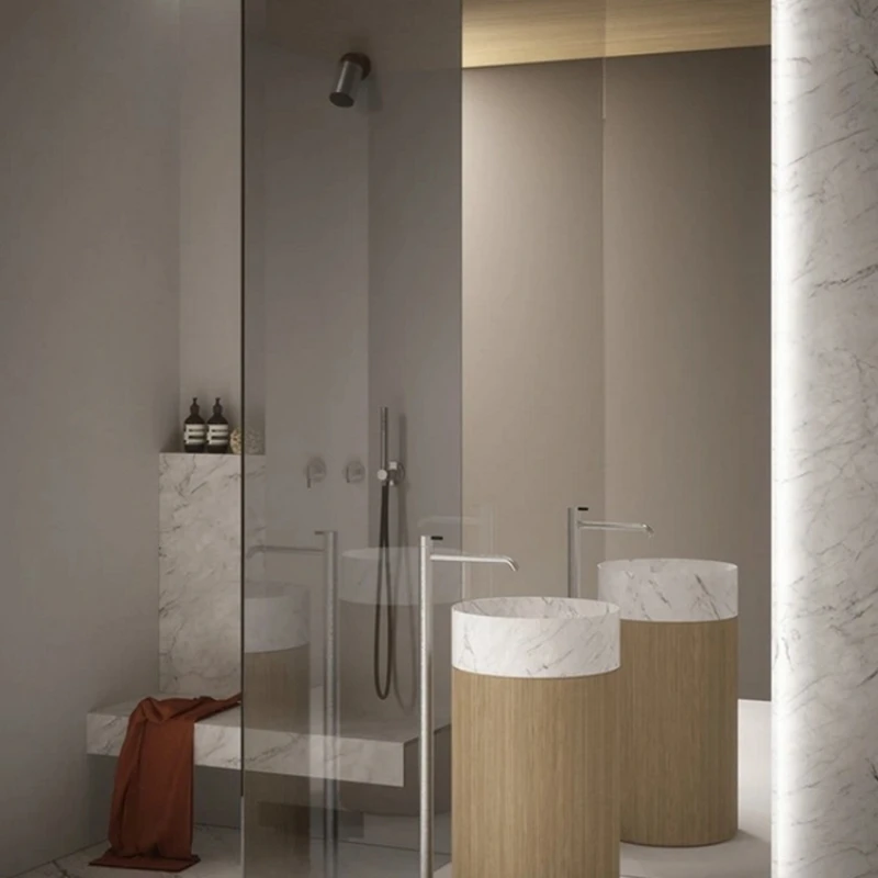 Oil wind column basin floor-to-ceiling integrated vertical pattern art wash basin personalized creative face wash table