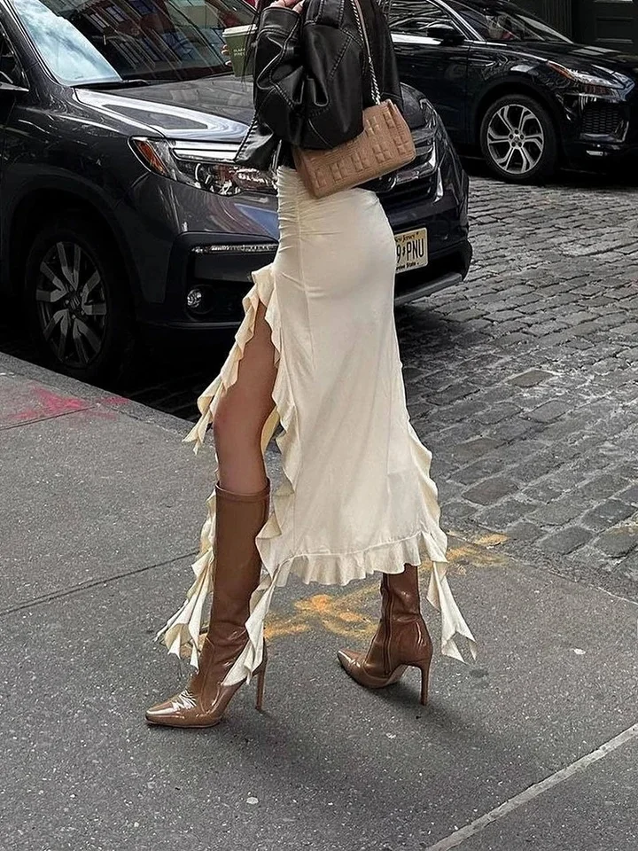 

Asymmetrical Summer Skirt for Women Sexy Streetwear f-length Ele Faionable Tee-acetate Fiber 00% New Arrival