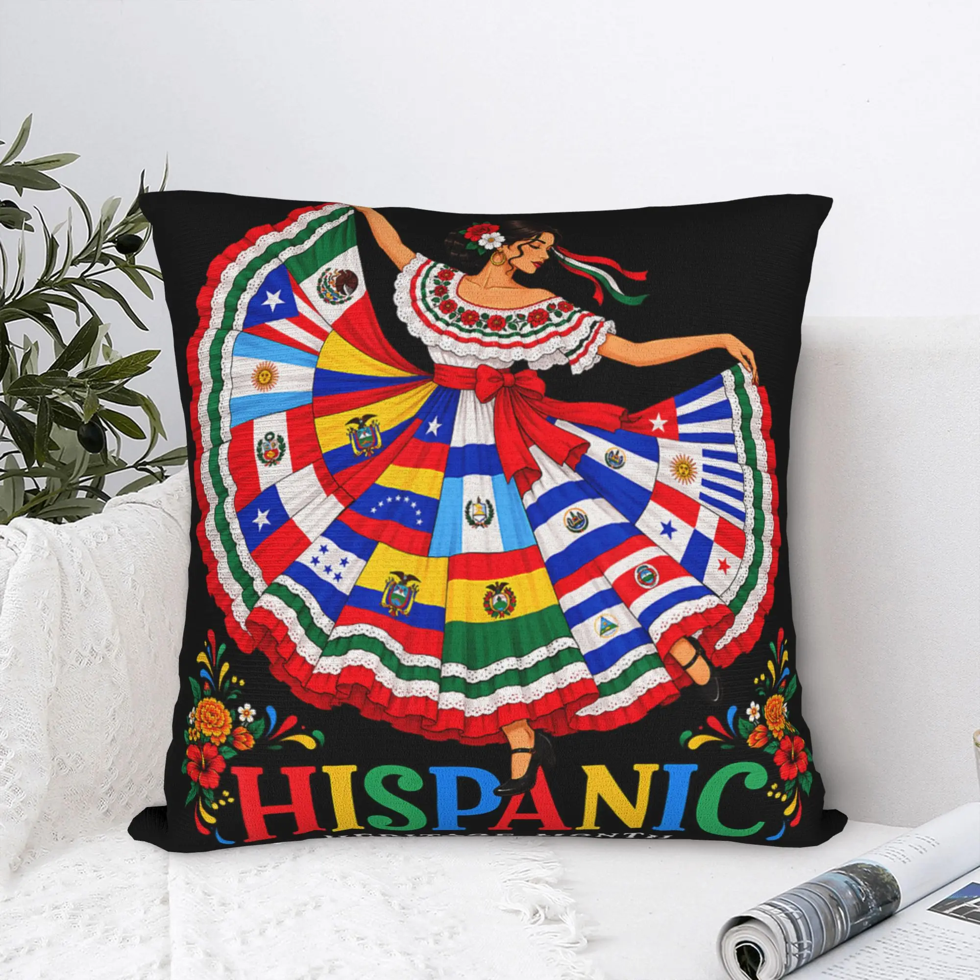 Celebrate Hispanic Heritage Month Boho Floral Latino Pillow Case  Comfy Pillow Cover Novelty Pillowcases For Sofa Home Decor