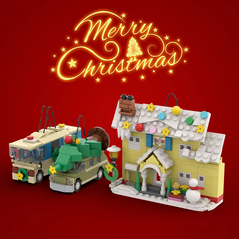 

Gobricks MOC, национальные рождественские каникулы, строительные блоки, модель рождественской елки, маленькие украшения для автофургона, кирпичи, игрушки, подарок для детей