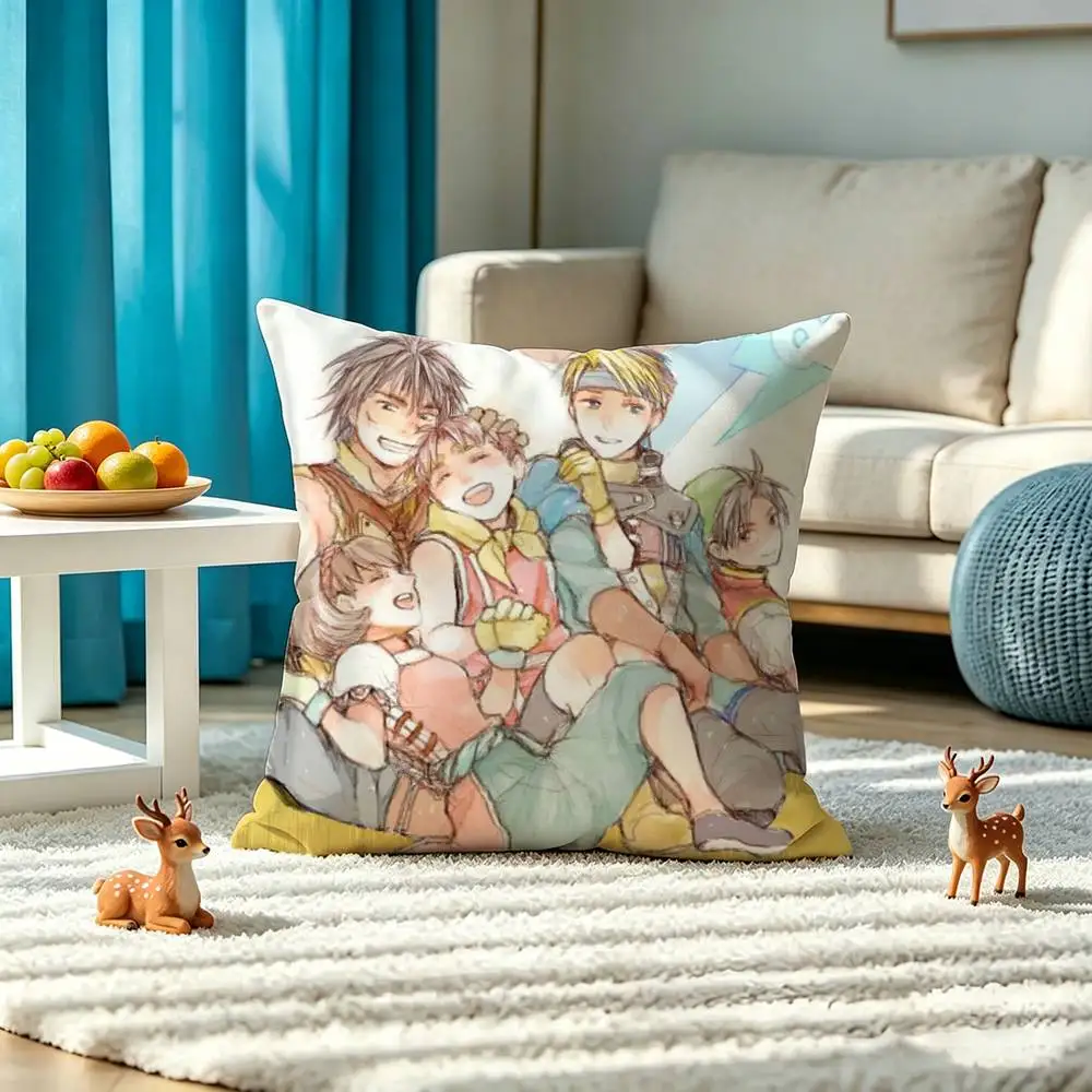 S-SuikodenS MOIVE Pillow Case Square Double-Sided Sofa Cushion Cover Bedroom Bedside Pillow