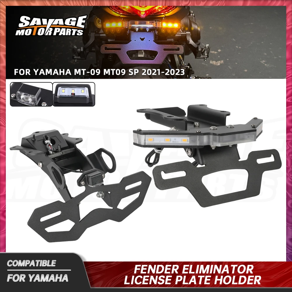 

MT09 2023 Motorcycle License Plate Bracket For Yamaha MT-09SP 2021 2022 Fender Eliminator Rear Tail Frame LED Turn Signal Light