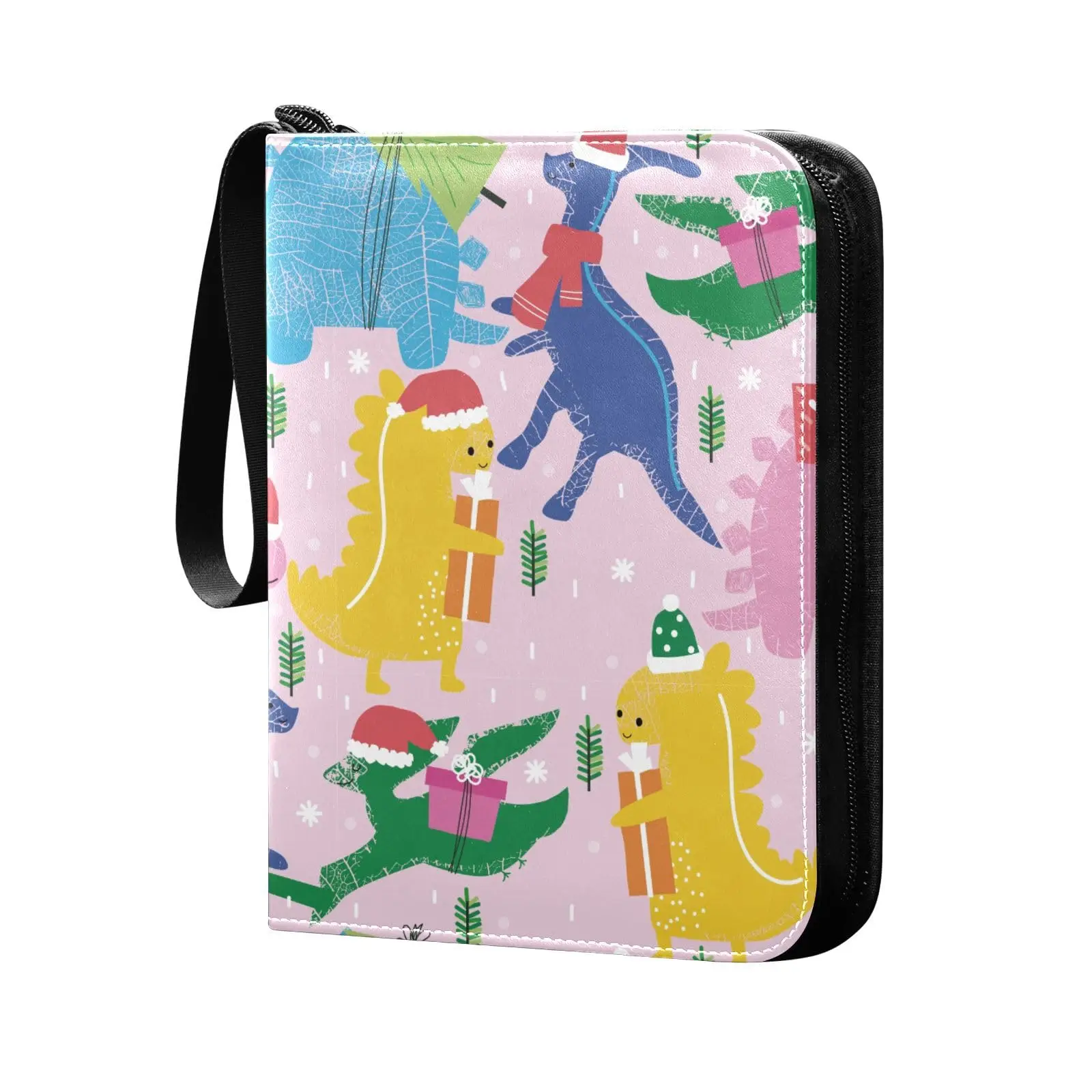 

Christmas Gifts Dinosaurs 4 Pocket Cards Binder, 400 Double Sided Pocket Album Sport Game Cards, Unique Card Collection Storage