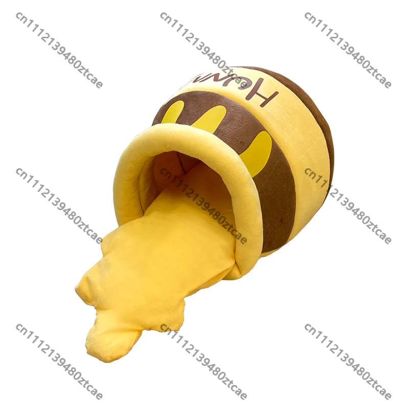 Cartoon Honey Pot Pet Nest Soft Fleece Warm Bed for Autumn Winter Cat Dog Use