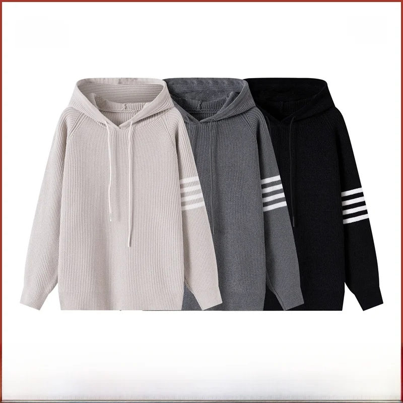 

Художественный вязаный кардиган с капюшоном в стиле ретро, мягкая уютная мужская модная верхняя одежда, осенний новый повседневный удобный длинный свитер свека