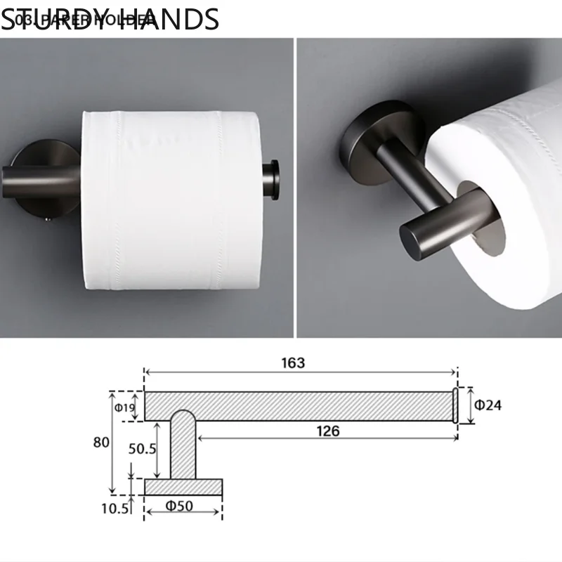 Bagnolux Stainless Steel Gun Gray Black Polished Chrome Brushed Gold Hanger Hook Towel Bar Paper Holder STURDY HANDS view 3