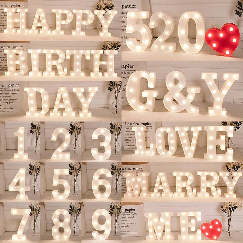 Number LED Night Light Lamp Valentine's Day Gift Birthday Anniversary Wedding Decoration Table DIY Event Party Supplies Deco