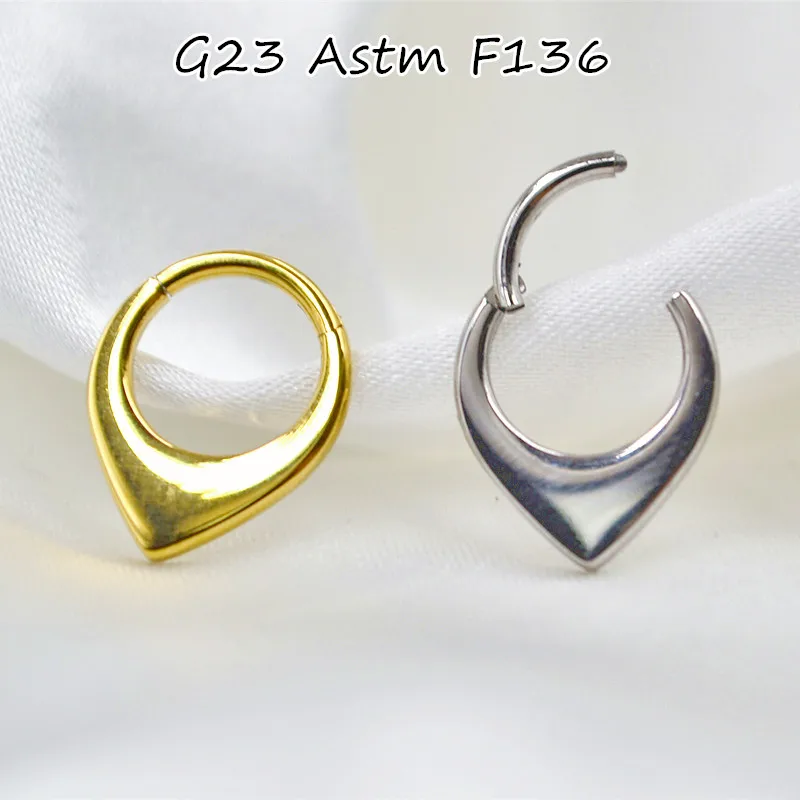 10pcs G23 F136 Titanium Heart Nose Hoop Septum Clicker Ring Earring Ear Tragus Helix Diath Cartilage 16Gx8 10mm Body Piercing