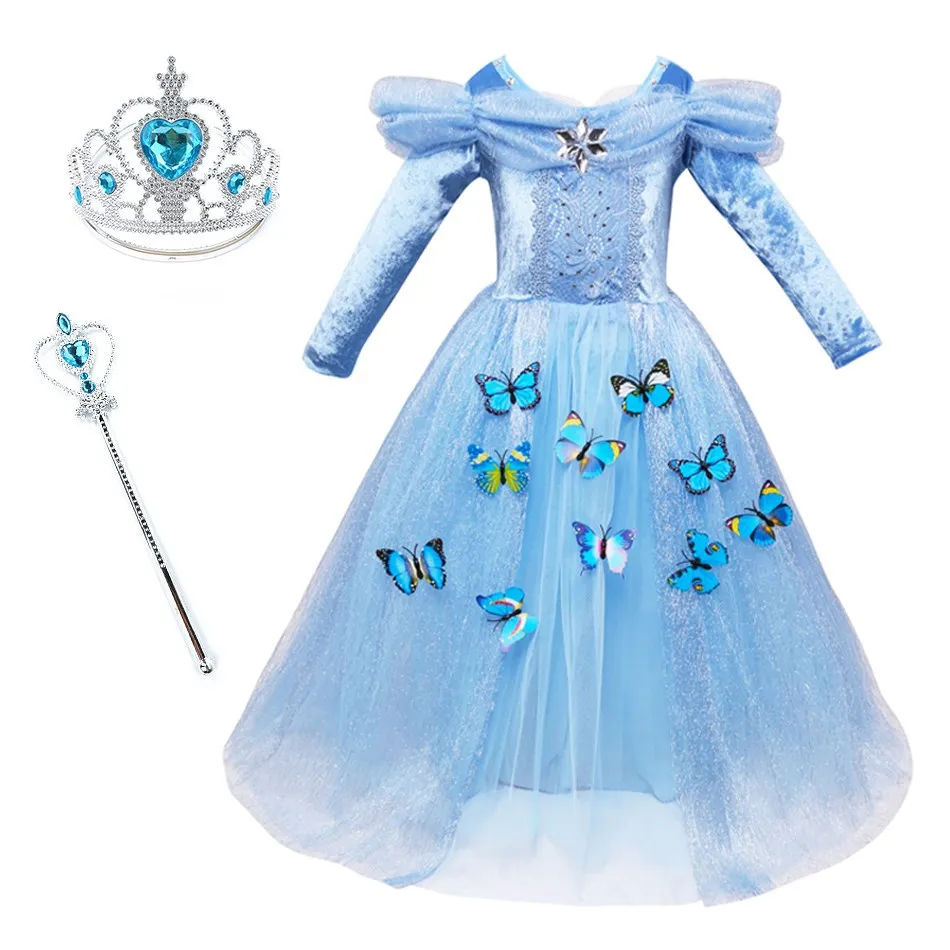 

Girl Cinderella Costume Children Birthday Party Fancy Butterfly Cosplay Princess Dress Baby Girl Christmas Halloween Dress