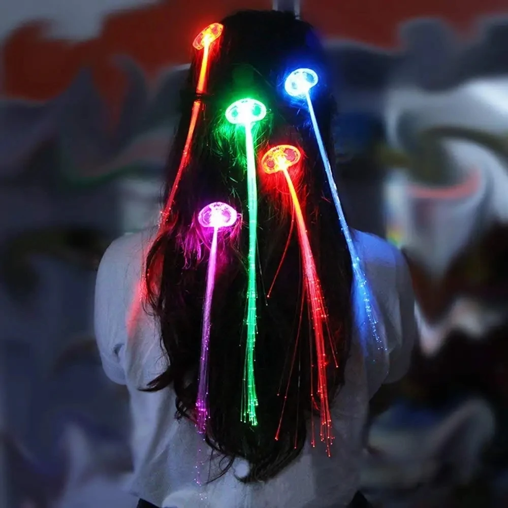 5/10 Pcs Glowing Hair Braid Led Glowing Braid Neon Party Glow In The Dark Christmas Lights Halloween Decoration party favor