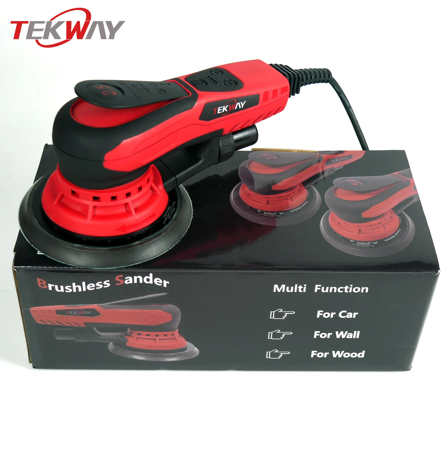 6 Inch Brushless Electric Random Orbital Sander 2.5mm/5.0mm Eccentric 150mm with Vacuum for Car Detailing Automotive Sanding