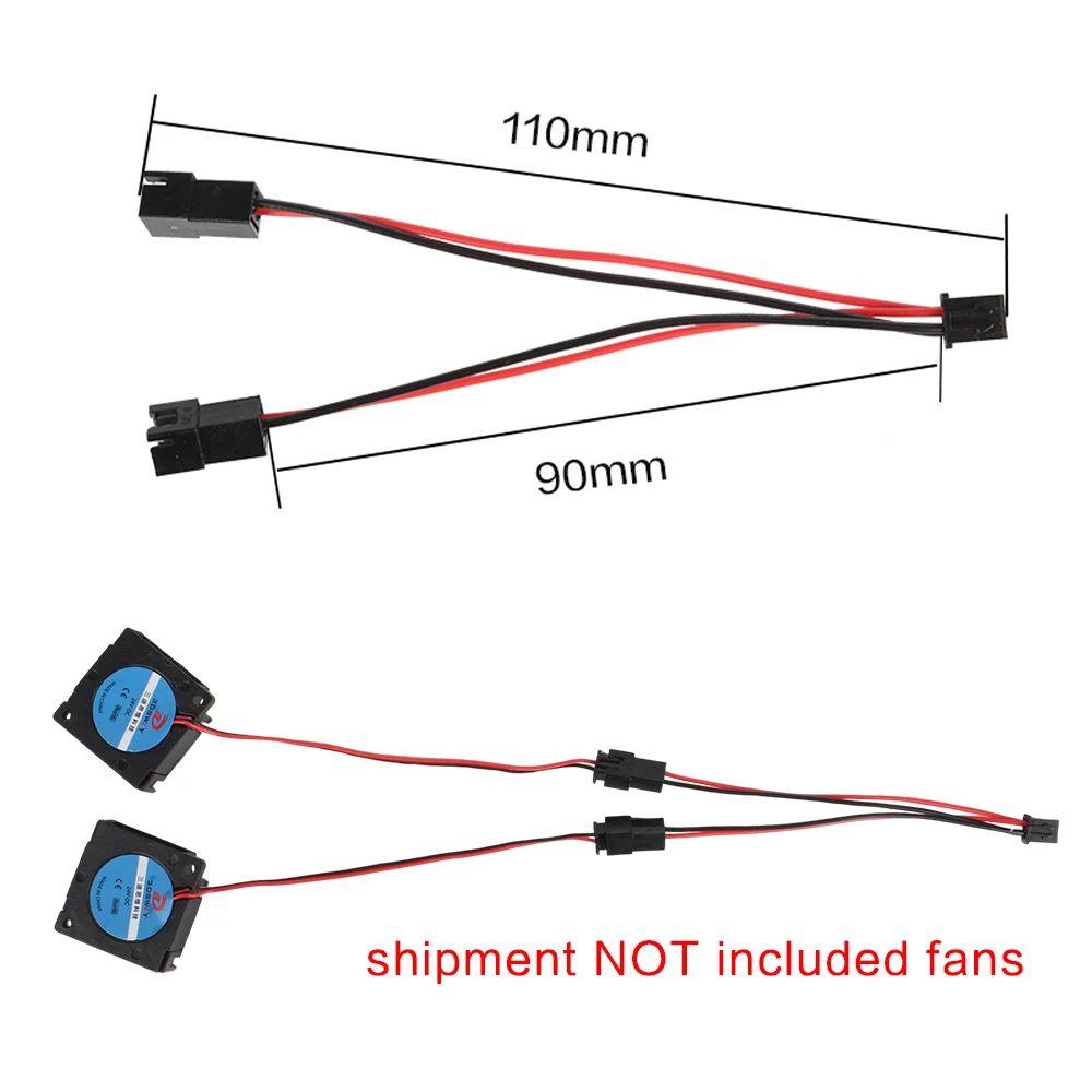 XCR3D 5/10pcs Hotend Fans Parallel Extension Cable Fan Adapter Line XH2.54 Female-Male 2PIN Dual Wire For DIY 3D Printer Parts