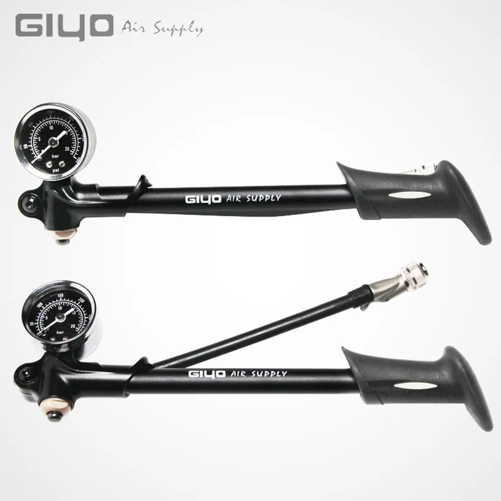 GIYO GS-02D Foldable 300PSI High-Pressure Bicycle Air Shock Pump With Lever & Gauge for Fork and Rear Suspension Mountain Bike