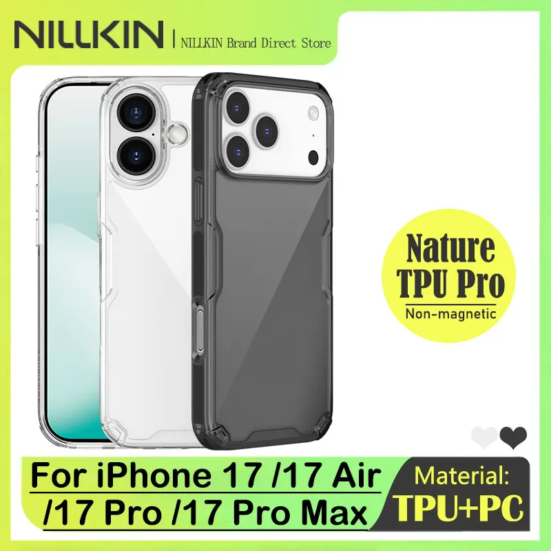 

For iPhone 17/17 Air/17 Pro/17 Pro Max, NILLKIN TPU Case, Eco-Friendly Material, 4-Corner Airbag Protection, Anti-Slip Design