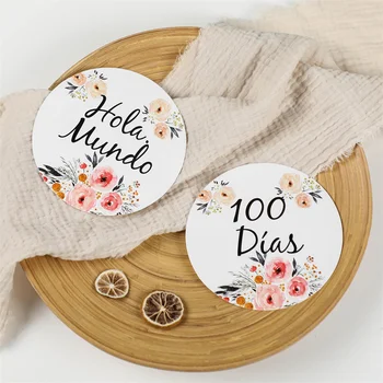 新生児用の月のマイルストーンカード,紙製,フレンチ,スペイン語,b,賞品,赤ちゃんの誕生日,写真のアクセサリー