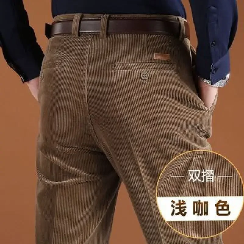 

Men's Corduroy Pants Straight Thick Warm Autumn Winter Work Trousers Men High Waist Casual Straight Leg Pants
