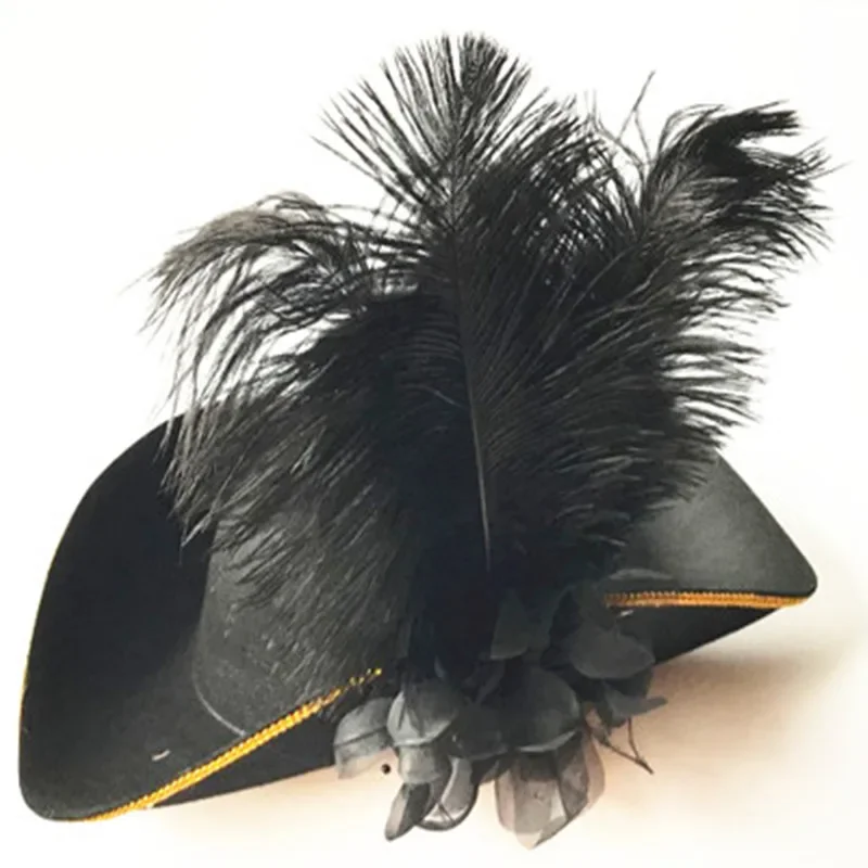 Pena chapéu pirata para homens, corte real, chapéus superiores, bonés adereços, festa de máscaras, acessório do cabelo, traje de Halloween, cosplay, adultos