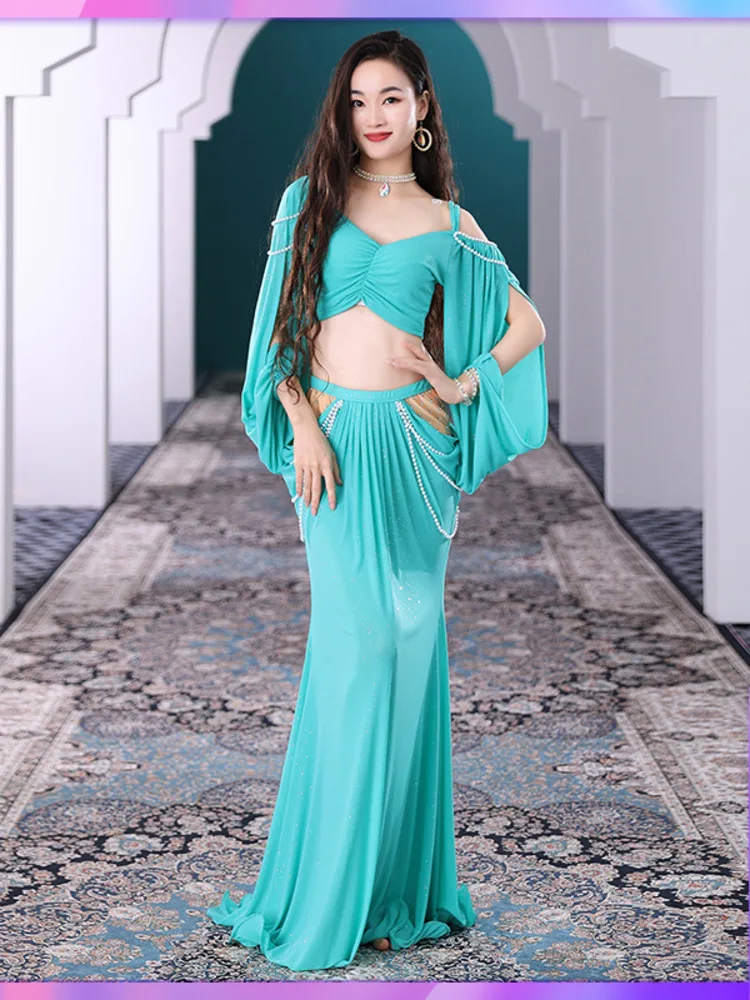 

Hollow Out Belly Dance Costume Dancing Arab 2pcs Set Woman Latin Solid Color Ballet Bellydance 2024 Jazz Tassel Modern Suit