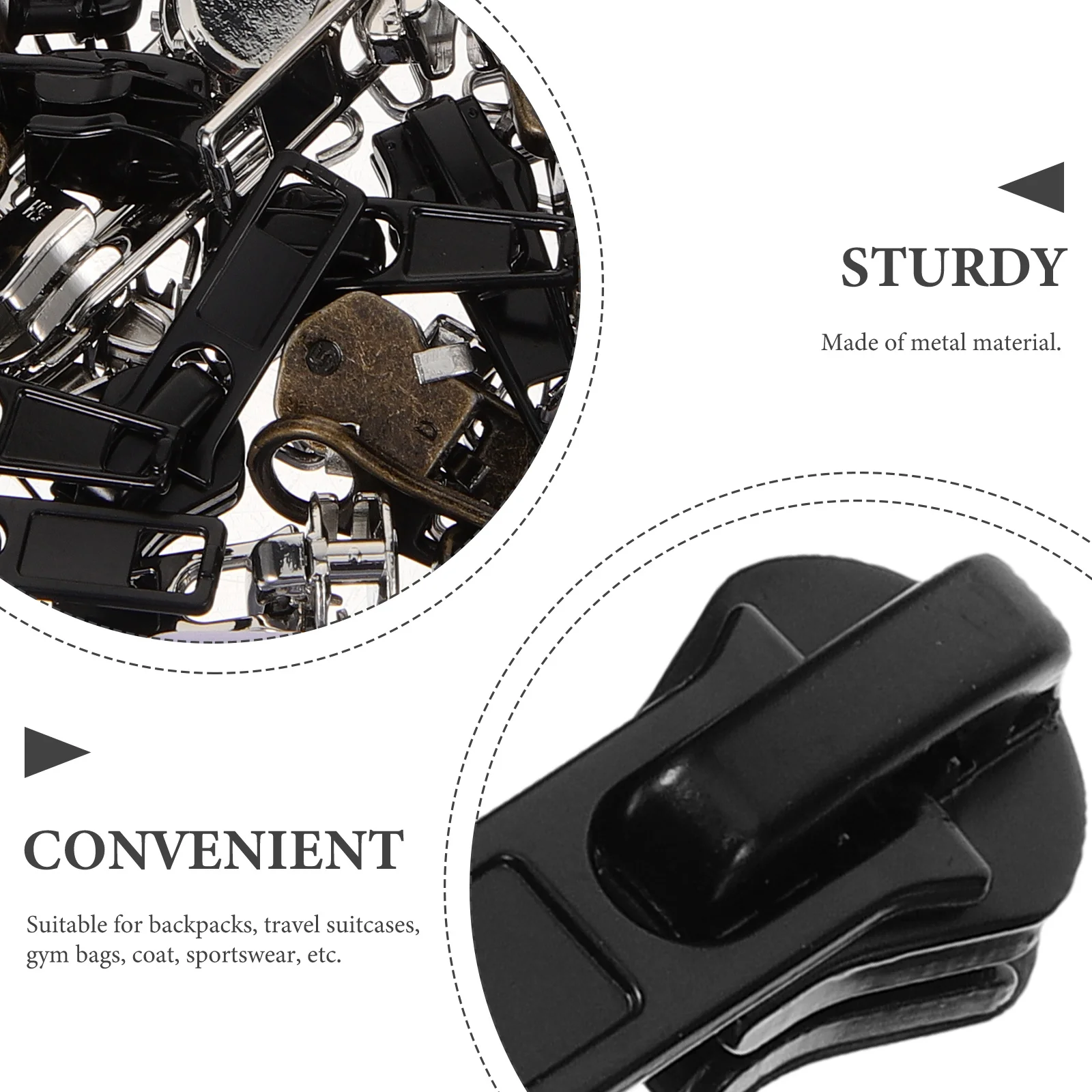 

1Set Zipper Repair Kit Metal Replacement Zipper Pullers Universal Slider Fix for Jackets Coats Bags Suitcases Sportswear DIY