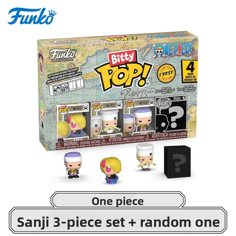 FUNKO POP 《Juego de 3 piezas Sanji de una pieza + caja ciega de una pieza aleatoria 》 Decoración de acción de anime Modelo de adorno Juguetes Modelo coleccionable
