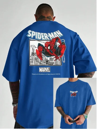 

Spider Man Co Branded Printed T-shirt, Fashionable Street Round Neck Short Sleeved Men's T-shirt, Unisex Top, Casual T-shirt
