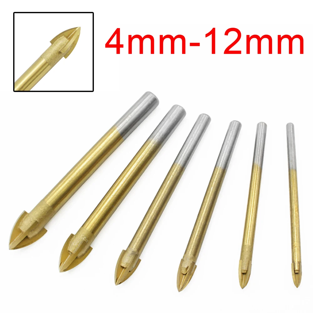 

4/5/6/8/10/12mm Cross Hex Drill Bit For Tile Porcelain Glass Mirror Multifunction Tile Porcelain Drill Bit Kit Tool Carbide Dri