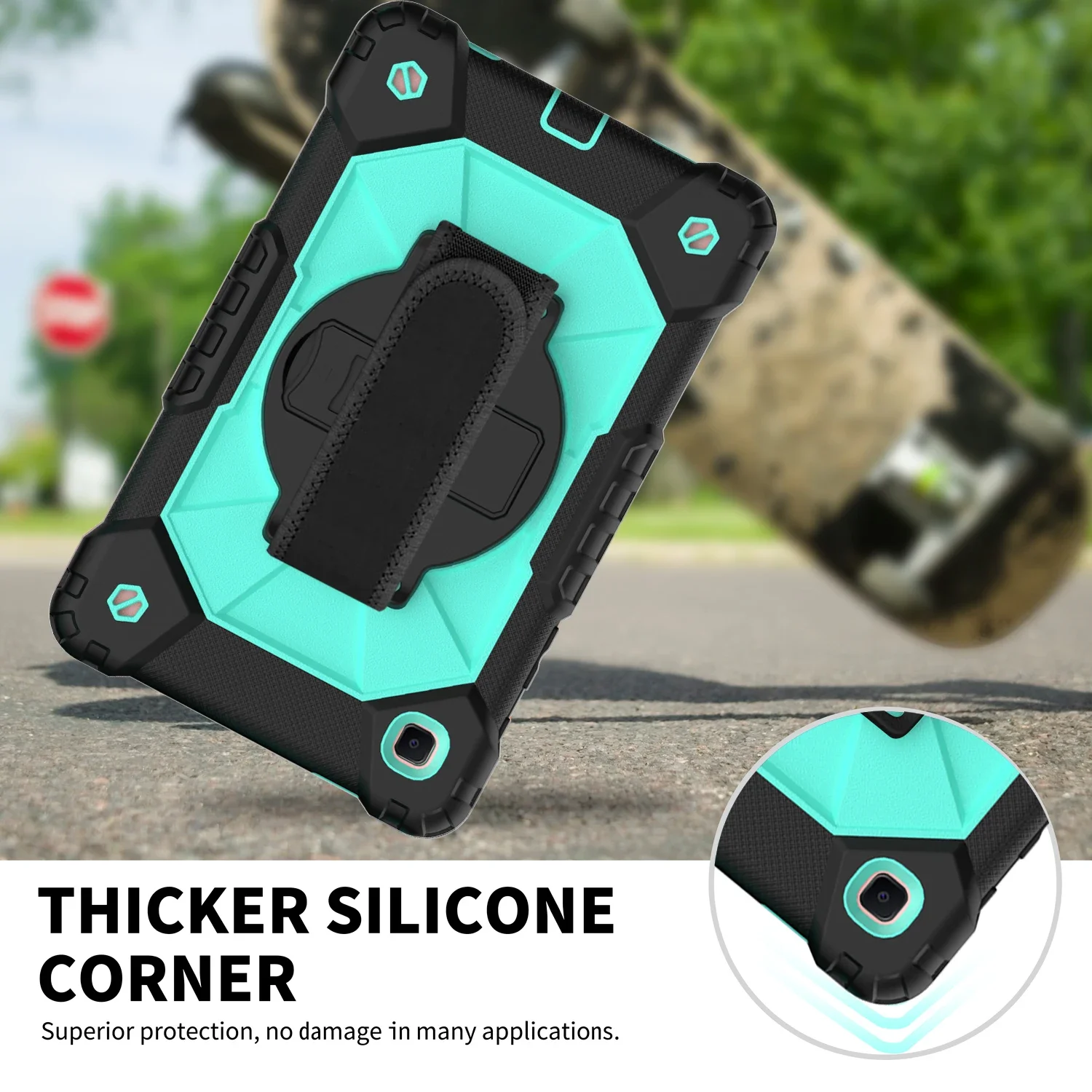 Pokrowiec na tablet Samsung Galaxy Tab A7 Lite 8.7 2021 T220 T225 Obrotowy uchwyt Stojak Wstrząsoodporny Wytrzymały pokrowiec Miękki silikon