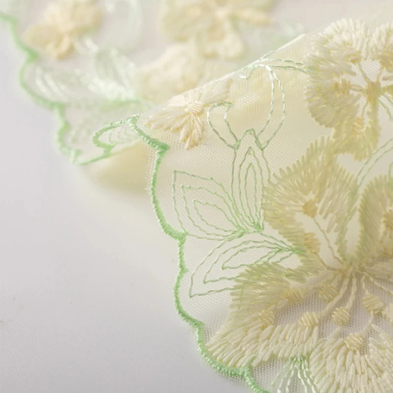 Yellow Soft Mesh Tulle Embroidered Trim DIY Dress Sewing Crafts Embroidery Lace For Lingerie Underwear Lace Fabric Accessories