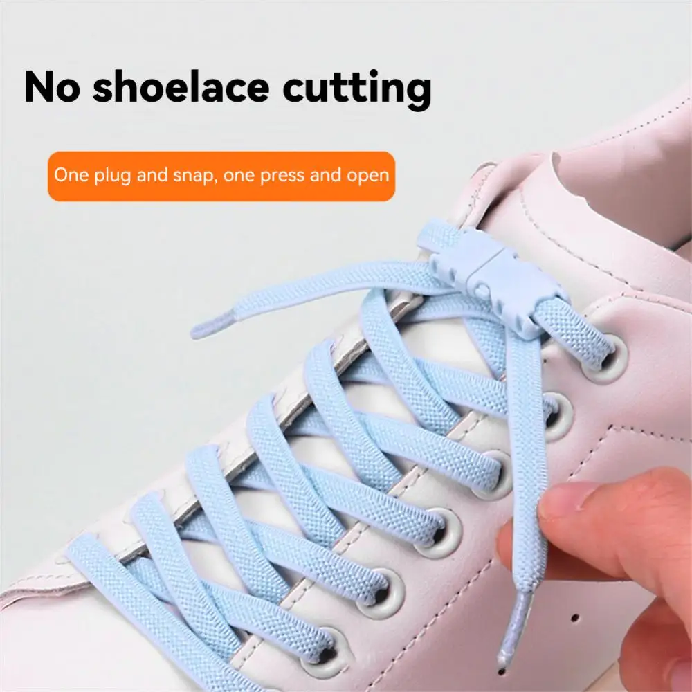 Shoe String Tie-free Kids Adult Sports Shoes Colorful Shoe Accessories Sneakers Press Lock Shoelaces 100cm Without Tie Flat