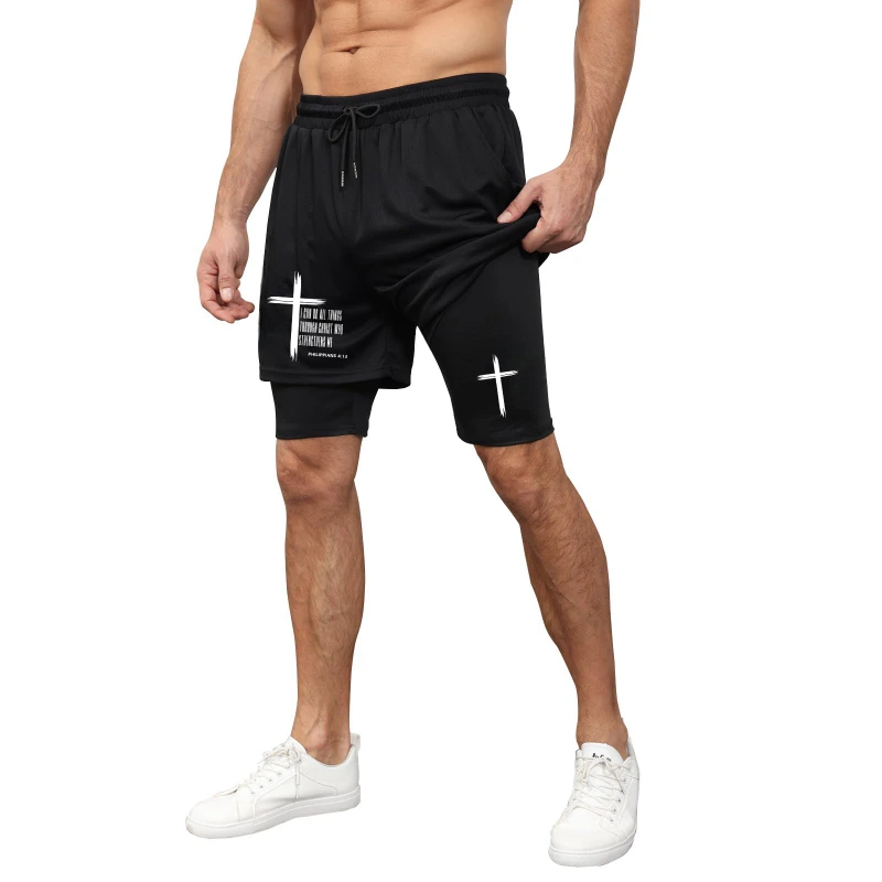 

Summer Sports Shorts Men's and Women's Quick-drying Ice Silk Thin Yoga Fitness Training Three-point Gym & Sport Shorts Cross