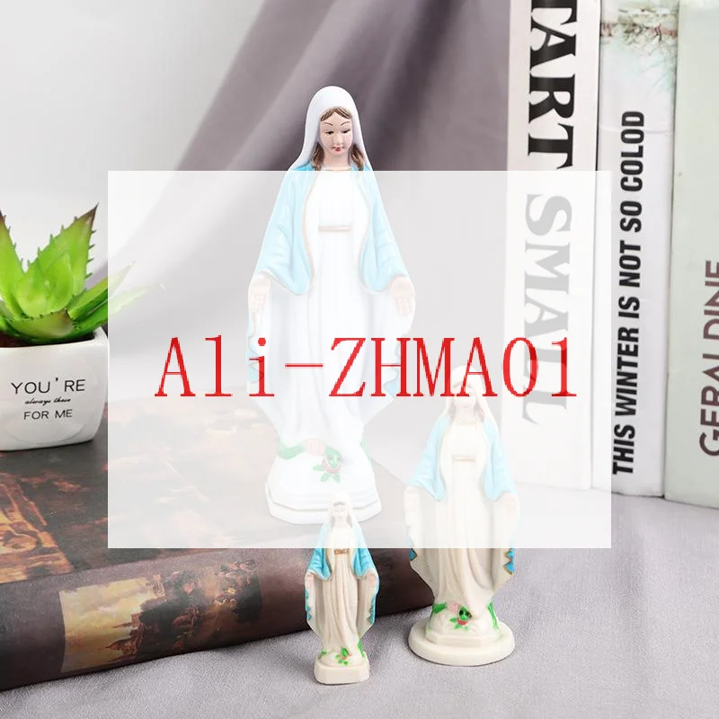Hot Sale Plastic Blue Handmade Mary Statue Christmas Home Decoration Gift Detailed Tabletop Ornament