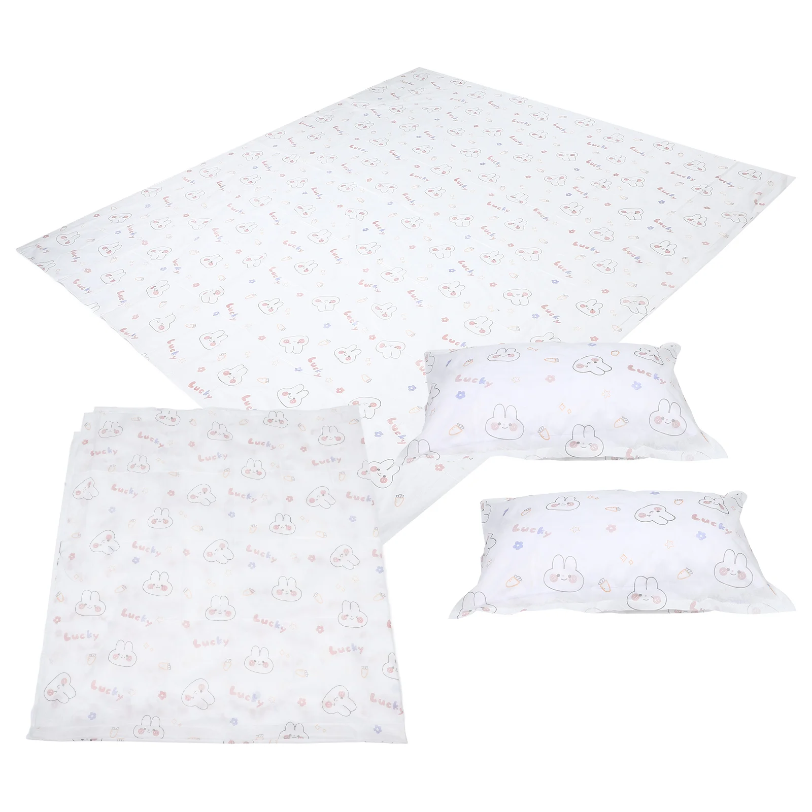 

1 set Disposable Travel Set Lightweight Hotel Quilt Cover Pillow Case Twin Size Soft Unique Hotel Bedding Sheet Prints