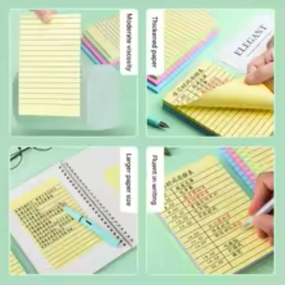 100/200 pagine di foglietti adesivi con linea orizzontale Quaderni di carta Note adesive per ufficio per studenti di grandi dimensioni