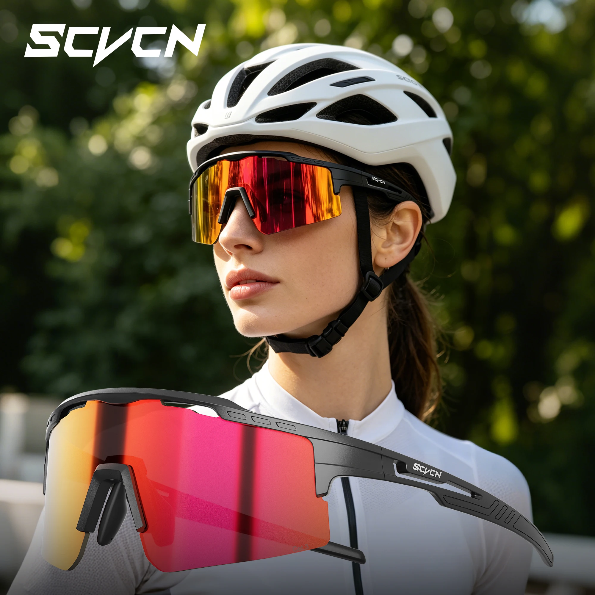 SCVCN Neue Photochrome Laufbrillen Radsport-Sonnenbrillen UV400 Damen Herren Winddichte Outdoor-Sportbrillen MTB Rennrad Wandern