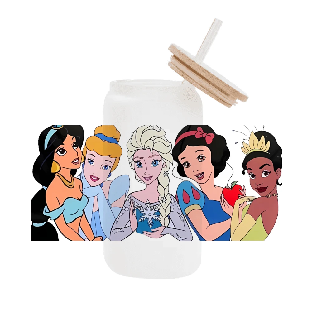 

Disney Princess Funny Cute Pattern for Girl UV DTF Transfer Sticker Waterproof Transfers Decals For 16oz Glass Cup Wrap Stickers