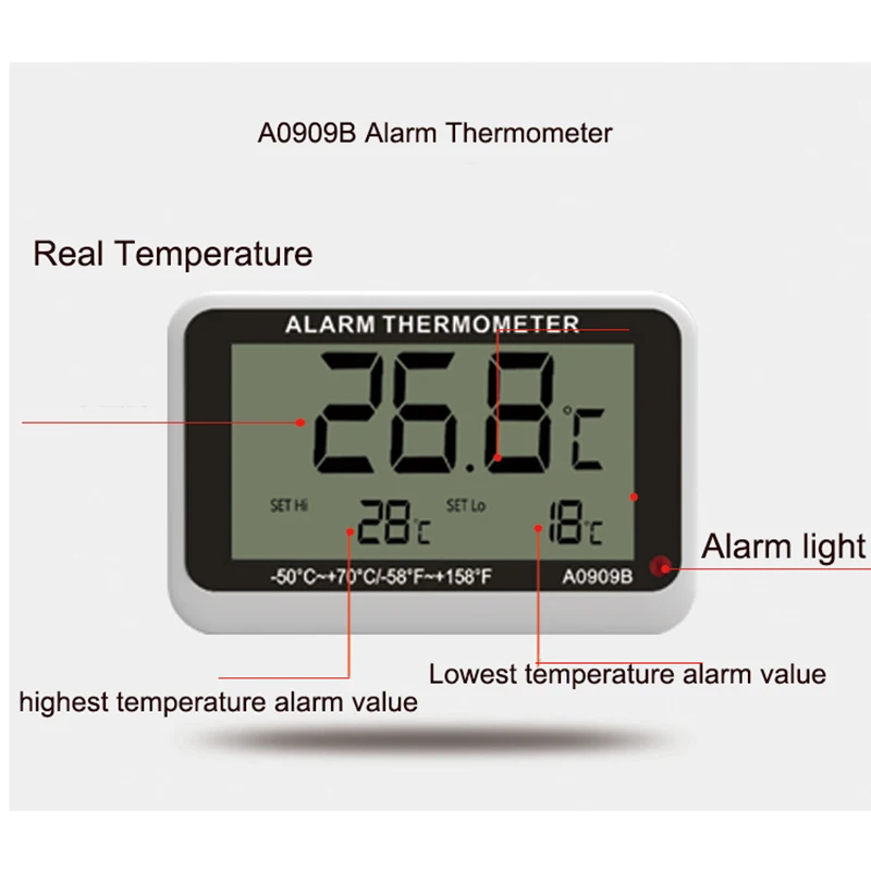 Digital LCD Kitchen Refrigerator Freezer Household Thermometer With Magnet Min Max Temperature Humidity Alarm Hyprometer