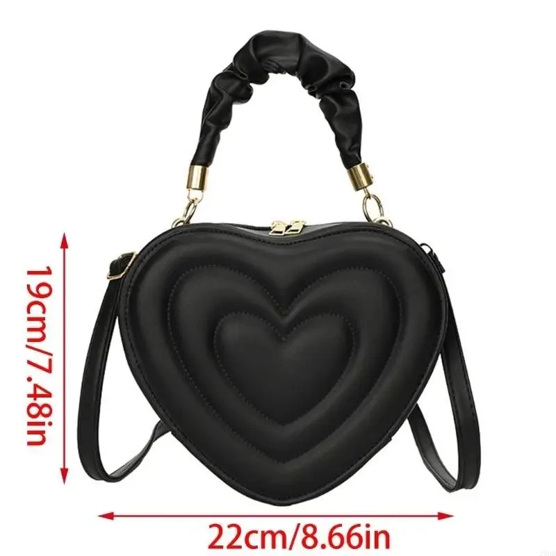 1Pcs Mode Liebe Herz Form Schulter Tasche Kleine Handtaschen Designer Umhängetaschen Für Frauen Solide Pu Leder Top Griff tasche – Detail 13