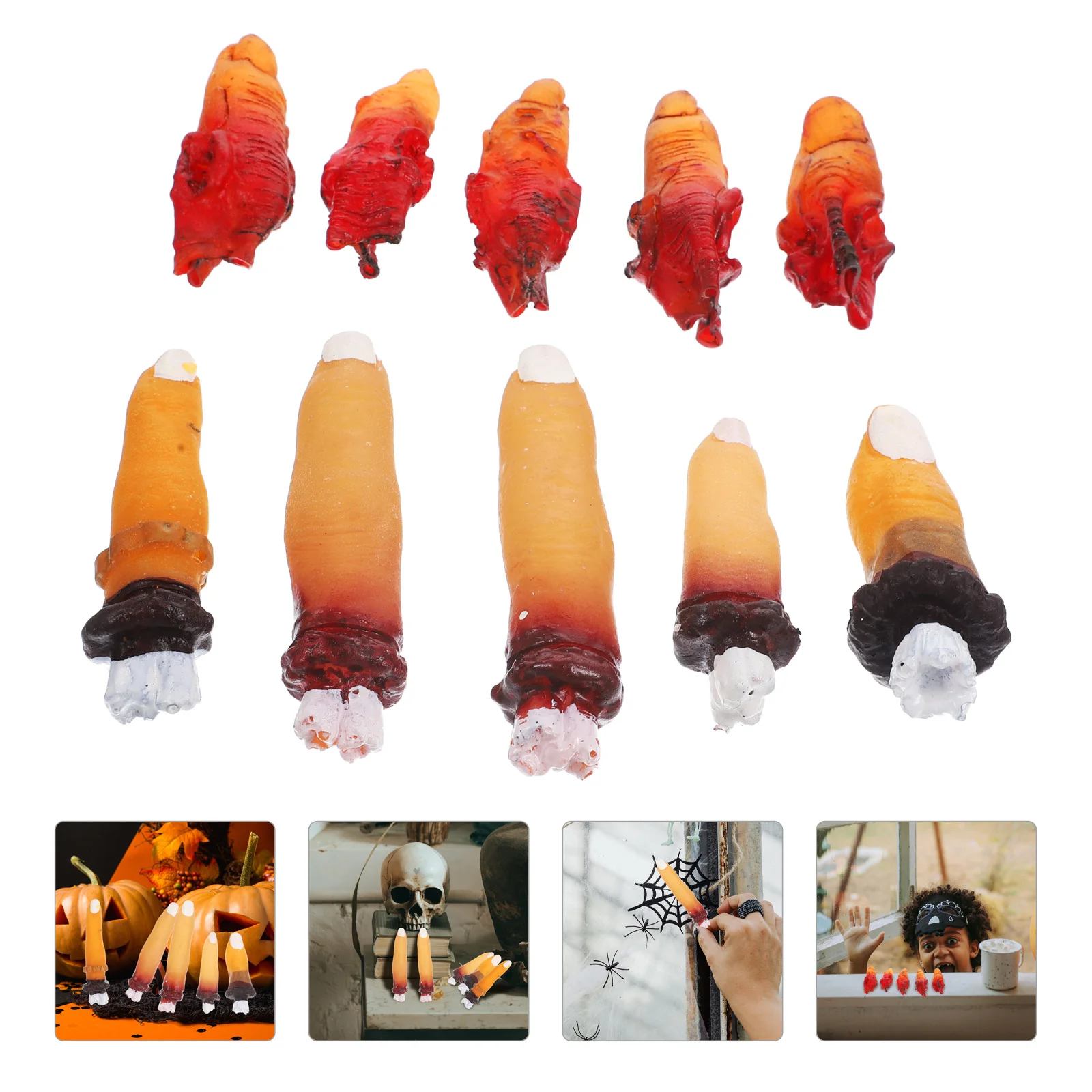 10 Pcs Halloween Simulation Severed Finger Props Decor Horror Party Supplies Tricky Toy Body Artificial Fake Prank