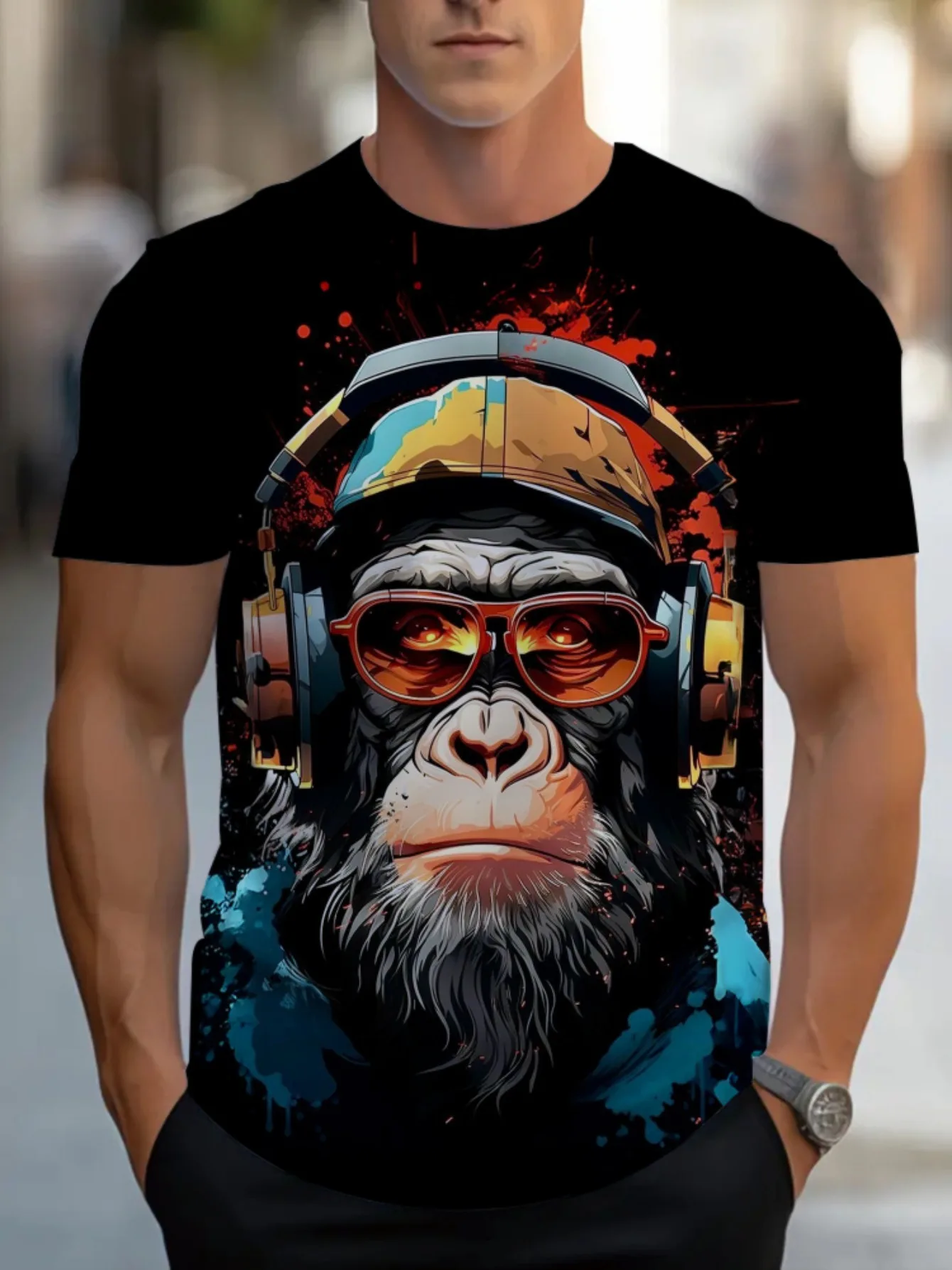 Orangutan Pattern Men's T-shirt  Funny Animal 3D Printed Man Clothes Fashion Breathable Street Casual T Shirts Short Sleeve Tops