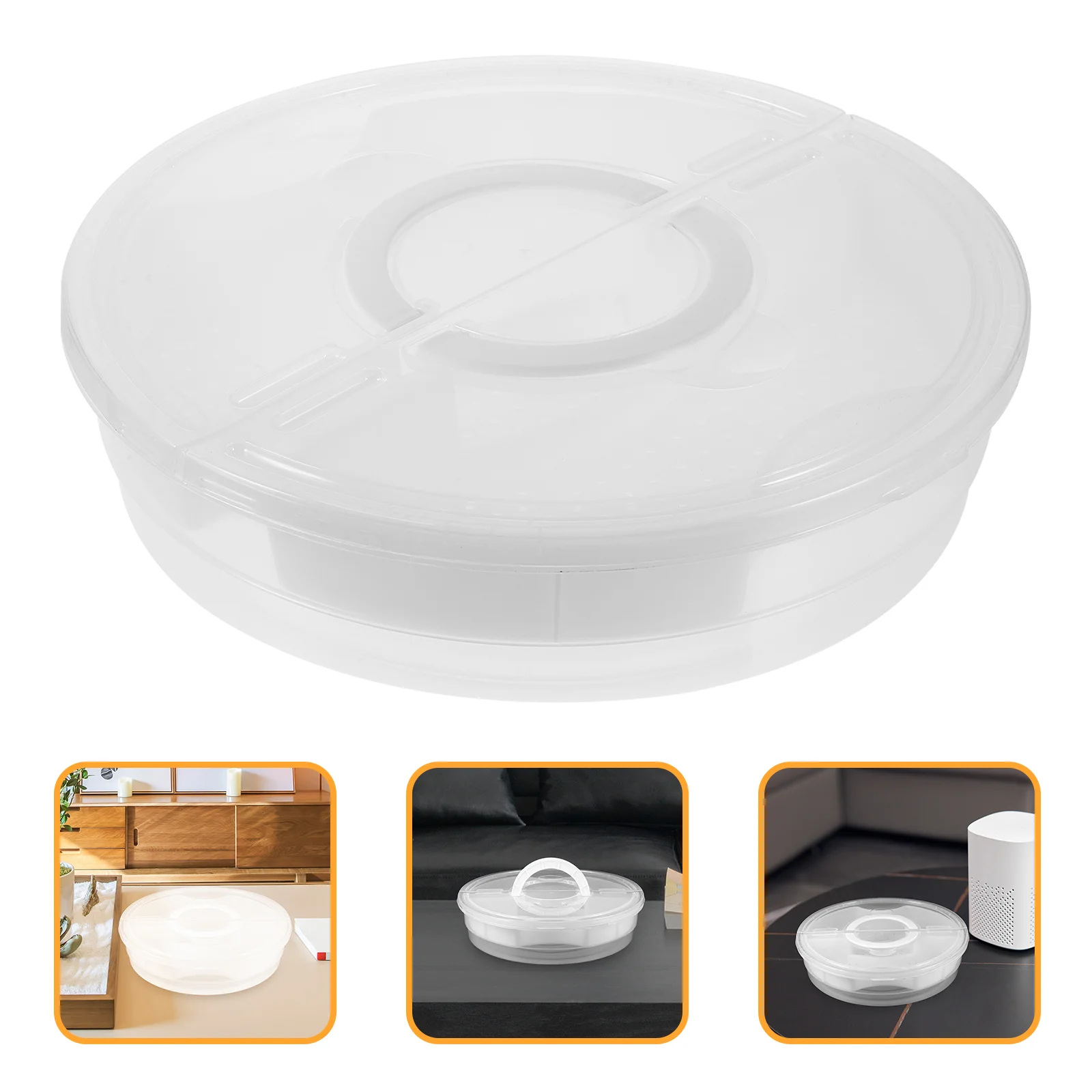 Cheese Keeper Plastic Round Transparent Portable Pie Pizza Slice Food Storage Box Candy Dish with Lid