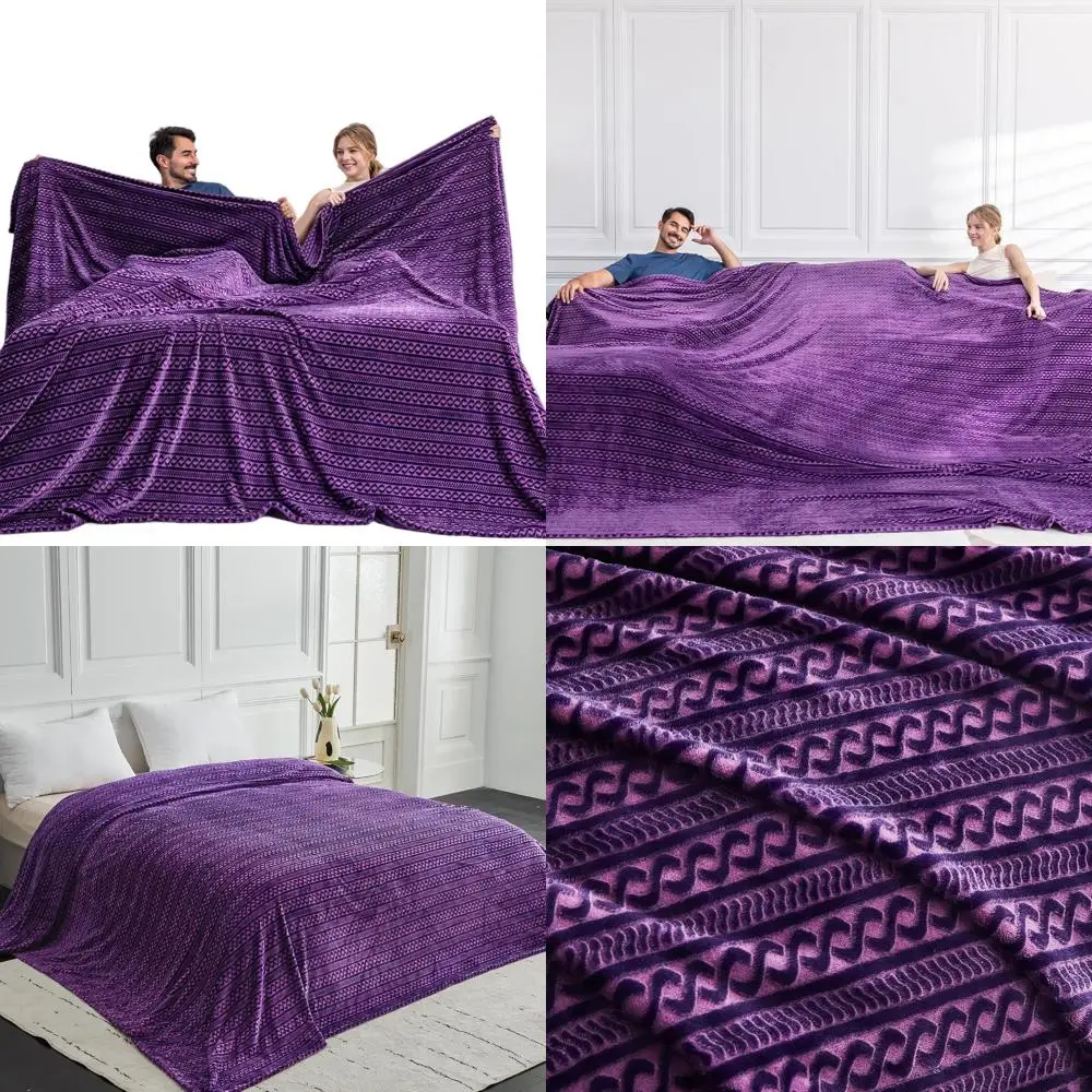 

Очень большое флисовое одеяло King Size, 120x138 дюймов, с 3D-декором, идеально подходит для кровати, дивана, путешествий, с узором в виде фиолетовых цепей