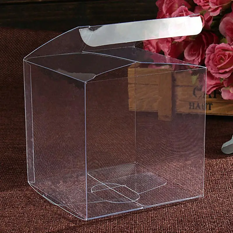 25pcs Clear PVC Packing Boxes For Gift Candy Transparent Plastic Cube Boxes Gifts Display Christmas Wedding Cupcake Case