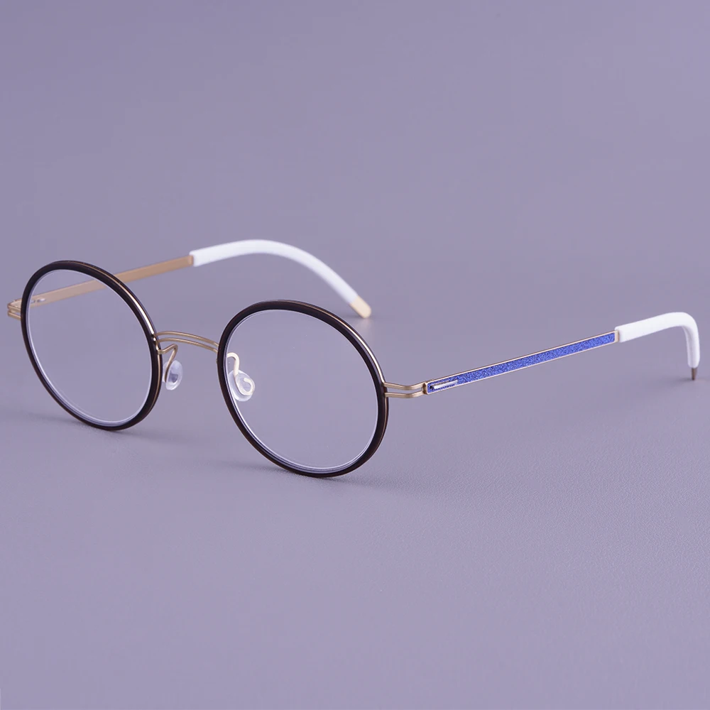 

Round Sunglasses Men Women Screwless Big Face Slim Glasses Eyeglasses Eyewear
