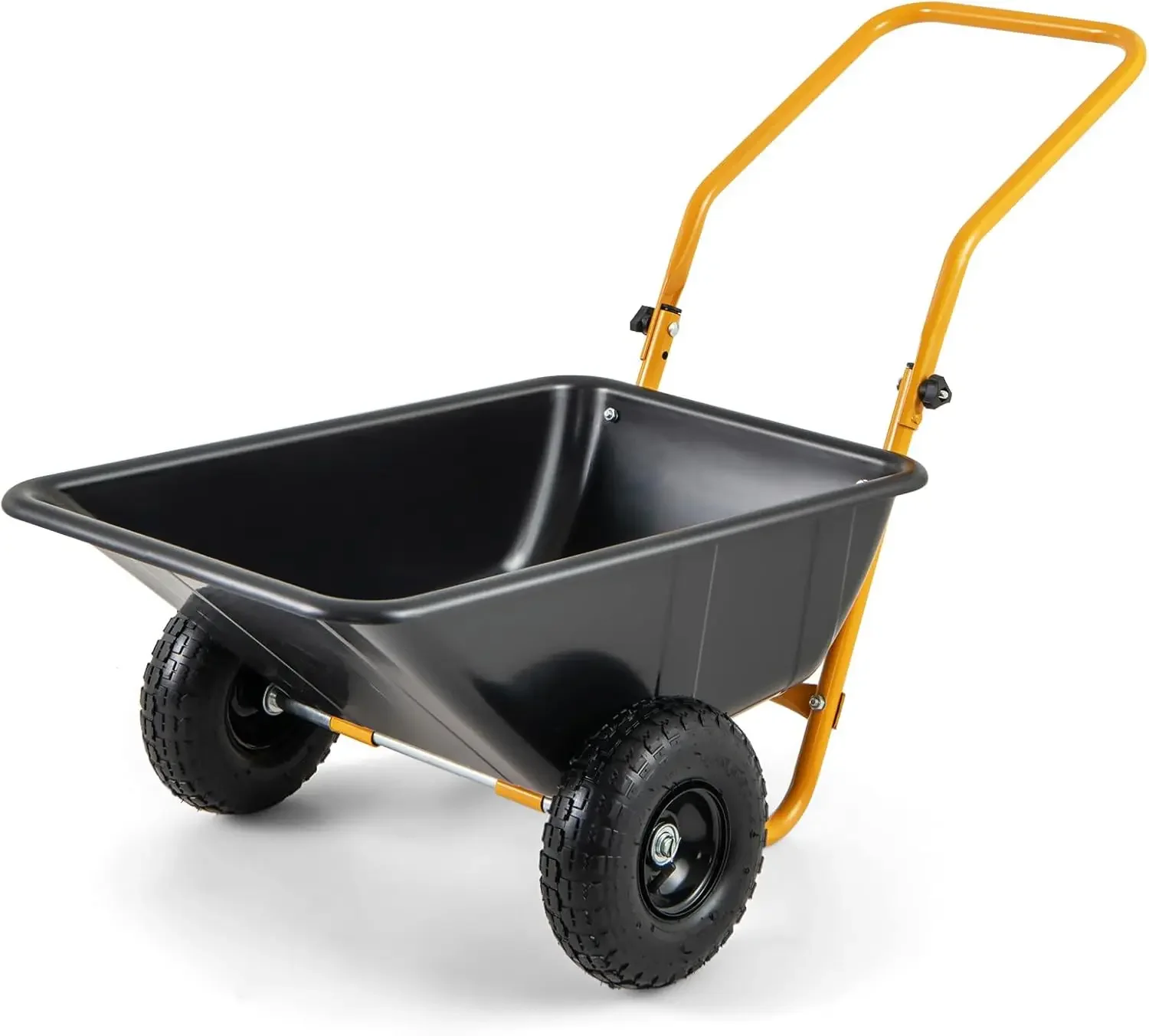 Garden Utility Cart with Built-in Stand, Pneumatic Tires, 330 Lbs Capacity, Foldable Handle, 21 Gal Dump Cart for Yard Lawn Movi