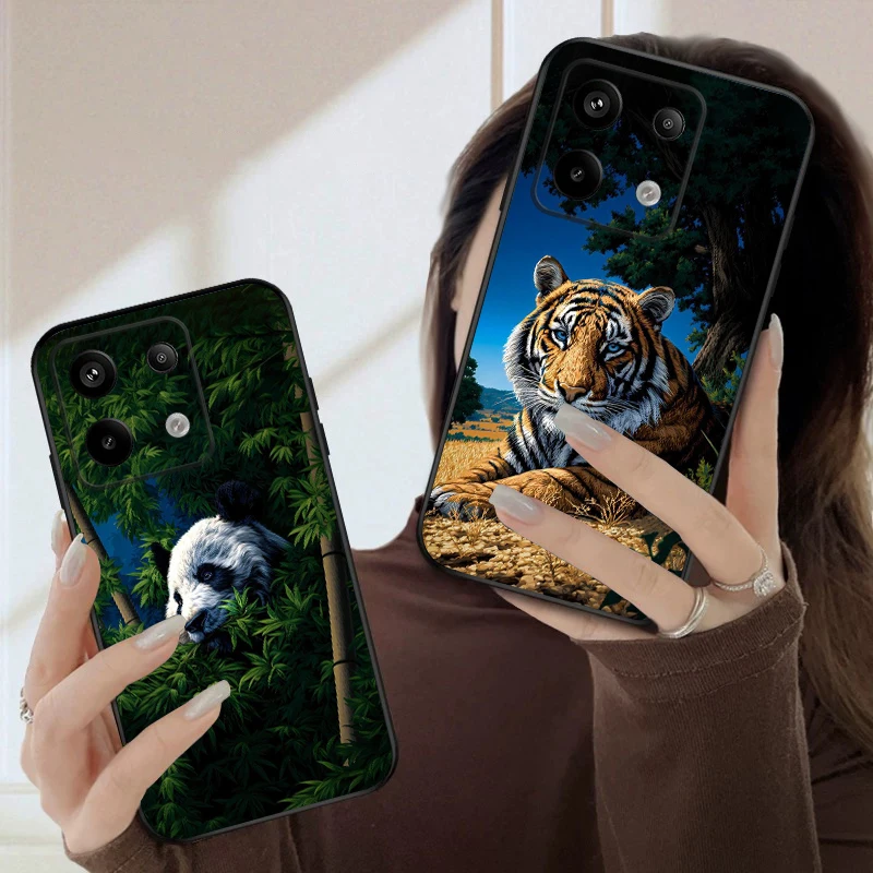 

Cute Tiger and Bird For Redmi Note 9 9S 10 11 12 12S 13 Pro+ Plus 5G India 14 Pro 4G Global 14S 13C 14 silicone soft phone case