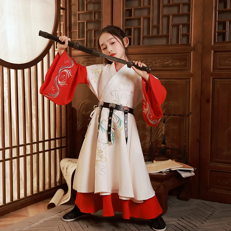 

Summer Boys Embroidery Hanfu Long Sleeve Chinese Lovely Kids Perform Costumes Children Traditional Photography Tang Suit