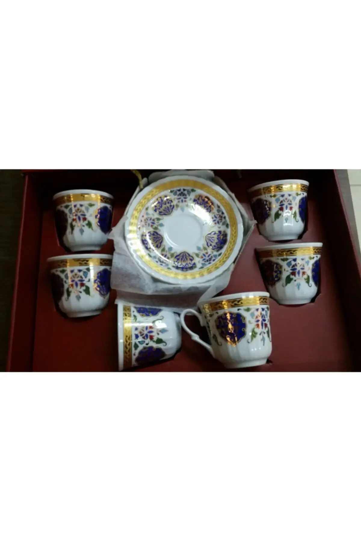 Uras-tile Manual Labor 6'lı Porcelain Gilt Tea Team English Tea Cup Glass Cup